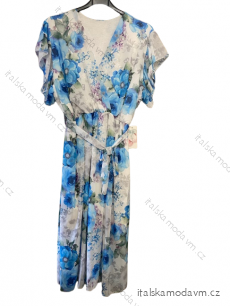 Šaty šifonové krátký rukáv dámské nadrozměr květované (XL/2XL ONE SIZE) ITALSKÁ MÓDA IMWGM232298-2/DUR