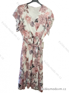 Šaty šifonové krátký rukáv dámské nadrozměr květované (XL/2XL ONE SIZE) ITALSKÁ MÓDA IMWGM232298-4/DUR