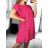 Šaty letní oversize krátký rukáv dámské (S/M ONE SIZE) ITALSKÁ MÓDA IMWB23340/DU S/M tmavě růžová