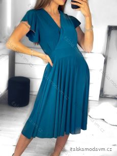 Šaty elegantní letní krátký rukáv dámské (S/M ONE SIZE) ITALSKÁ MÓDA IMWGB231614/DU