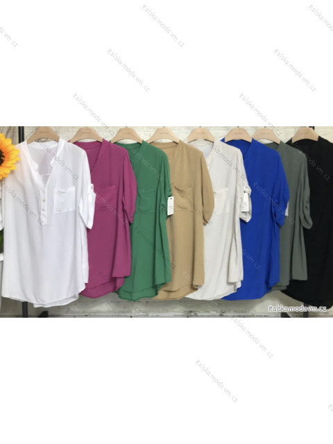 Tunika košeľová 3/4 dlhý rukáv dámska (S/M ONE SIZE) TALIANSKA MÓDA IMPGM2321052