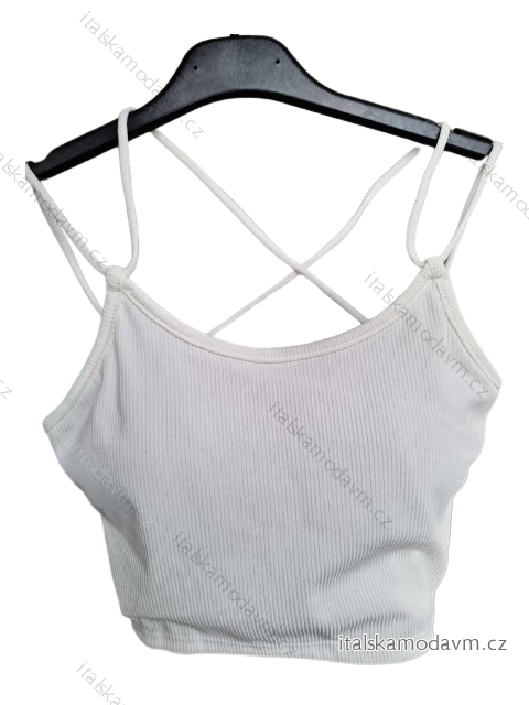 Tílko crop top na ramínka dámské (S/M ONE SIZE) ITALSKÁ MÓDA IMPBB22L20824/DU bílá