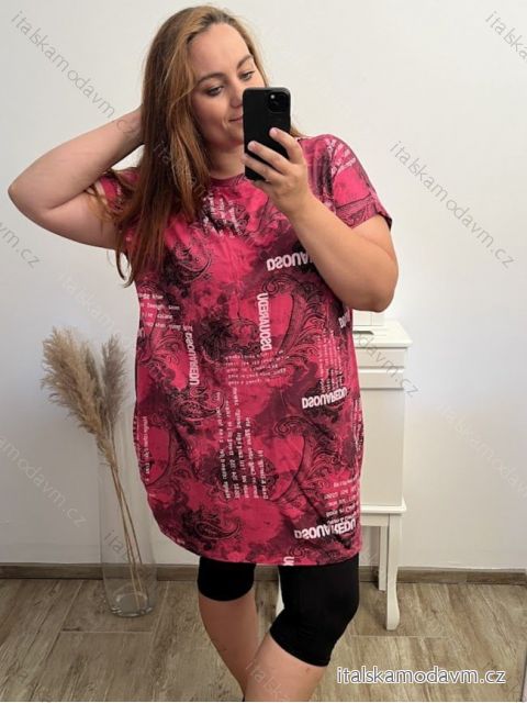 Šaty volnočasové krátký rukáv dámské nadrozměr (3XL/4XL ONE SIZE) ITALSKá MóDA IM423381/DUR