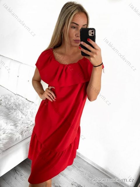 Šaty letní carmen dámské (S/M ONE SIZE) ITALSKá MóDA IM323060/DU S/M červená