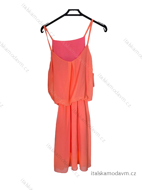 Šaty letné šifónové na ramienka dámske (M/L ONE SIZE) TALIANSKA MÓDA IMD22147/DUR neon oranžová