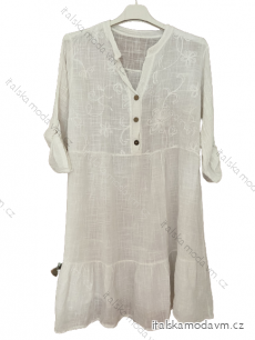 Šaty košilové oversize 3/4 rukáv dámské nadrozměr (XL/2XL ONE SIZE) ITALSKÁ MÓDA IM423DENY/DUR