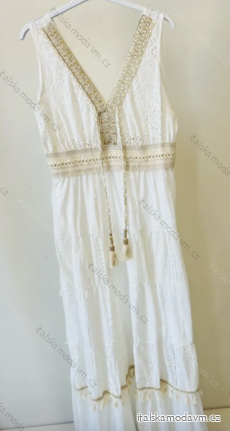 Šaty dlouhé letní boho krajkové bez rukávu dámské (S/M ONE SIZE) ITALSKÁ MÓDA IMPEM236165