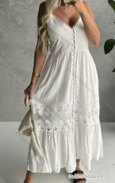 Šaty dlouhé letní boho krajkové na ramínka dámské (S/M ONE SIZE) ITALSKÁ MÓDA IMPGM236406
