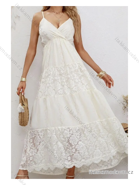 Šaty dlouhé letní boho krajkové na ramínka dámské (S/M ONE SIZE) ITALSKÁ MÓDA IMPGM236416