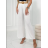 Kalhoty letní dlouhé volné s páskem dámské (S/M ONE SIZE) ITALSKÁ MÓDA IMPLI236388/DU S/M bílá