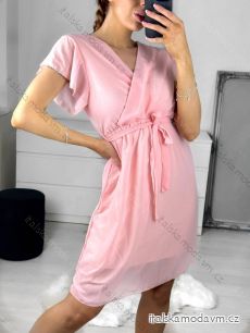 Šaty elegantní šifonové krátký rukáv dámské (S/M ONE SIZE) ITALSKÁ MÓDA IMD23490/DUR