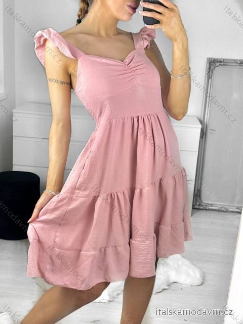 Šaty elegantní letní na ramínka dámské (S/M ONE SIZE) ITALSKÁ MÓDA IMD22426/DU