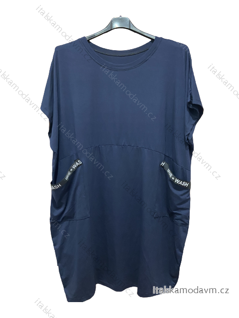 Šaty oversize krátký rukáv dámské nadrozměr (4XL/5XL ONE SIZE) ITALSKÁ MÓDA IM423002/DU smaragdová