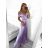 Šaty carmen dlouhé na ramínka elegantní saténové dámské (S/M ONE SIZE) ITALSKÁ MÓDA IMPBB22B22735/DR bílá