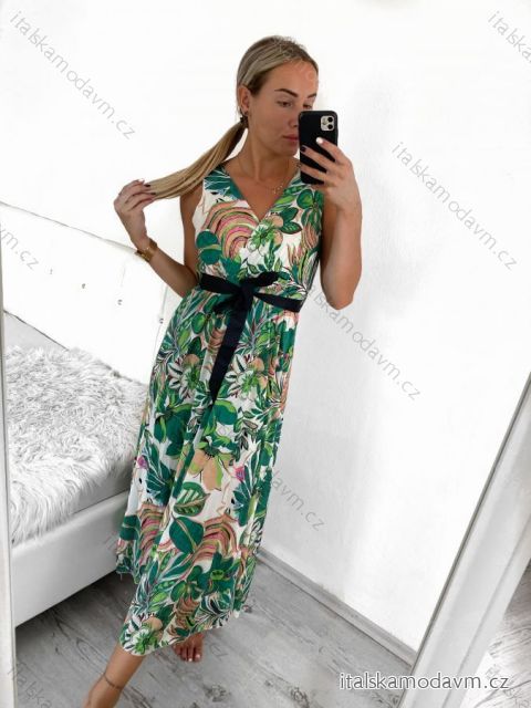 Šaty dlouhé letní icecool bez rukávu dámské (S/M/L ONE SIZE) ITALSKÁ MÓDA IMM23M2132-7/DU