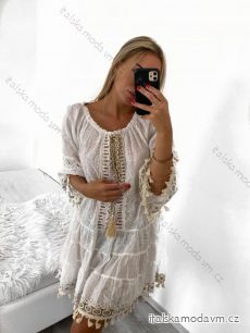 Šaty letní boho krajkové dlouhý rukáv dámské (S/M ONE SIZE) ITALSKÁ MÓDA IM823014/DU