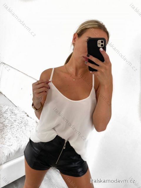Tílko šifonové na ramínka dámské (S/M ONE SIZE) ITALSKá MóDA IM317100N/DU S/M biela