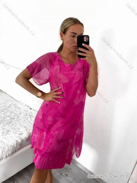Šaty letné krátky rukáv dámske (S/M/L ONE SIZE) TALIANSKA MÓDA IMFF23001/DU