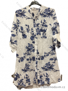 Šaty krátké košilové bavlněné 3/4 dlouhý rukáv dámské nadrozměr (M/L/XL/2XL ONE SIZE) ITALSKá MóDA IM423LENANA/DUR