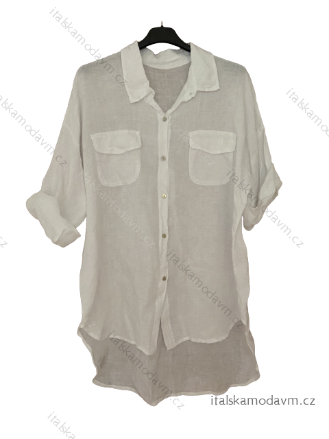 Košile prodloužená dlouhý rukáv dámská (L/XL/2XL ONE SIZE) ITALSKá MóDA IM722020/DUR XL/2XL bílá