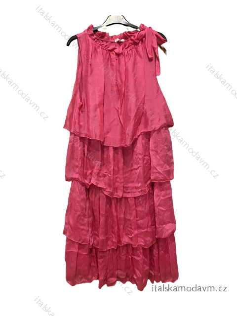 Šaty letné bez rukávov nadrozmer dámske (XL/2XL/3XL ONE SIZE) TALIANSKA MóDA IM723MIRANDA/DU 2XL/3XL ružová