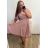 Šaty společenské elegantní šifonové krátký rukáv dámské nadrozměr (XL/2XL ONE SIZE) ITALSKÁ MÓDA IMM22ZO9013/DR VÍNOVÁ