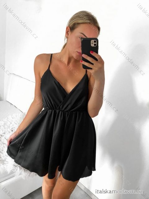 Overal krátky letný na ramienka dámsky (S/M ONE SIZE) TALIANSKA MÓDA IMPGM233441/DU
