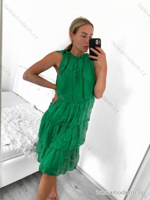 Šaty letní bez rukávu dámské (S/M/L ONE SIZE) ITALSKá MODA IMS23001/DU M/L zelená