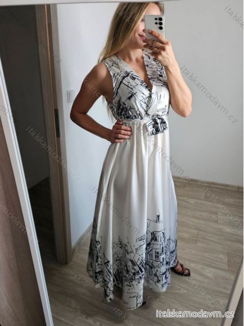 Šaty dlouhé elegantní bez rukávu dámské (S/M ONE SIZE) ITALSKá MODA IM323050/DU S/M bílá