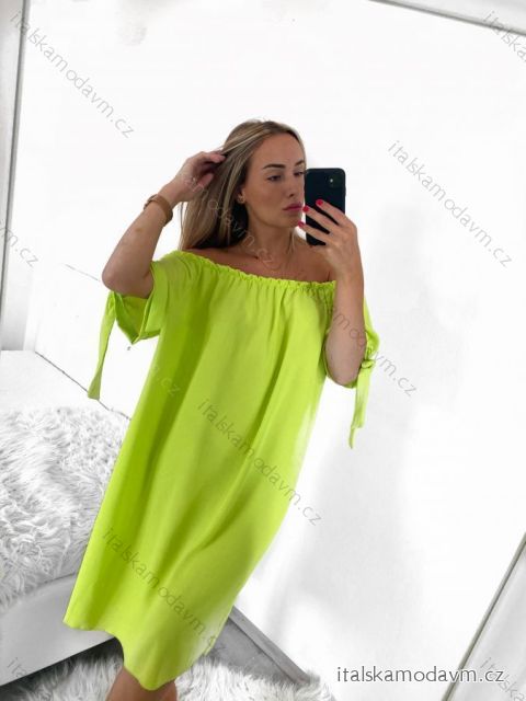 Šaty letní carmen dámské (S/M ONE SIZE) ITALSKá MóDA IM323061/DU S/M neon zelená