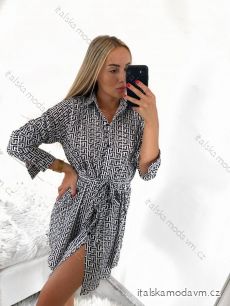 Šaty košilové dlouhý rukáv dámské (M-2XL) ITALSKÁ MODA IMB23CK-0052/DUR