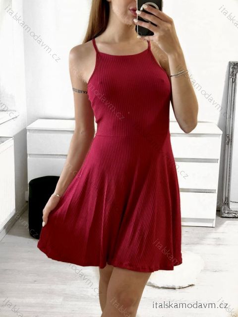 Šaty letní na ramínka dámské (S/M ONE SIZE) ITALSKÁ MÓDA IMPBB23A22480/DU S/M tmavě červená