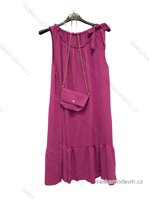 Šaty letní s kabelkou bez rukávu dámské (L/XL ONE SIZE) ITALSKá MóDA IM422680/DUR fuchsiová