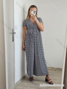 Šaty dlouhé letní krátký rukáv dámské (S/M ONE SIZE) ITALSKá MóDA IM323101/DU