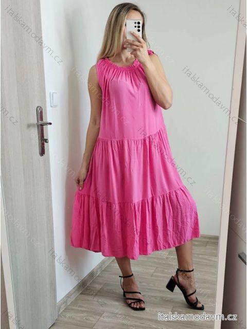 Šaty letní bez rukávů dámské (S/M ONE SIZE) ITALSKá MóDA IM823001/DU S/M růžová