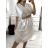 Šaty letní s páskem krátký rukáv dámské (S/M/L/XL ONE SIZE) ITALSKÁ MÓDA IMD23438/DUR bílá