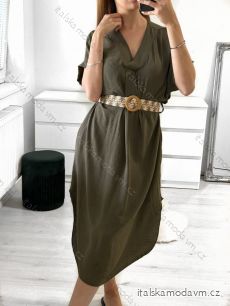 Šaty letní s páskem krátký rukáv dámské (S/M/L/XL ONE SIZE) ITALSKÁ MÓDA IMD23438/DUR