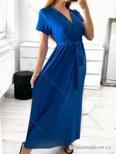 Šaty dlouhé elegantní krátký rukáv dámské (S/M ONE SIZE) ITALSKÁ MÓDA IMWGB231440/DU