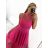 Šaty tilové elegantní bez rukávů dámské (S/M ONE SIZE) ITALSKÁ MÓDA IMM22Q52235A/UL S/M starorůžová
