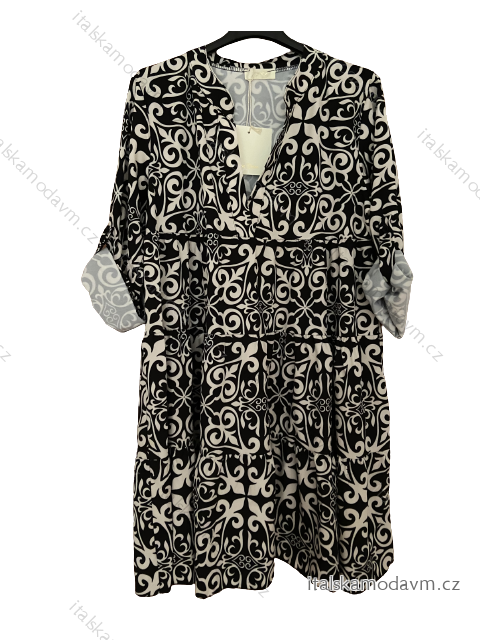 Šaty letní 3/4 dlouhý rukáv dámské (S/M ONE SIZE) ITALSKÁ MÓDA IMWBB232667-2/DUR S/M Černá
