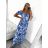 Šaty dlouhé letní carmen dámské SANTORINI  (S/M ONE SIZE) ITALSKÁ MÓDA IMPBB2323598-1/DUR S/M modro-bíla