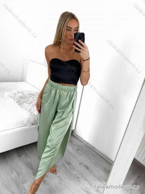 Kalhoty harémky letní dlouhé dámské (S/M ONE SIZE) ITALSKÁ MÓDA IMM239535UN/DU S/M olivová