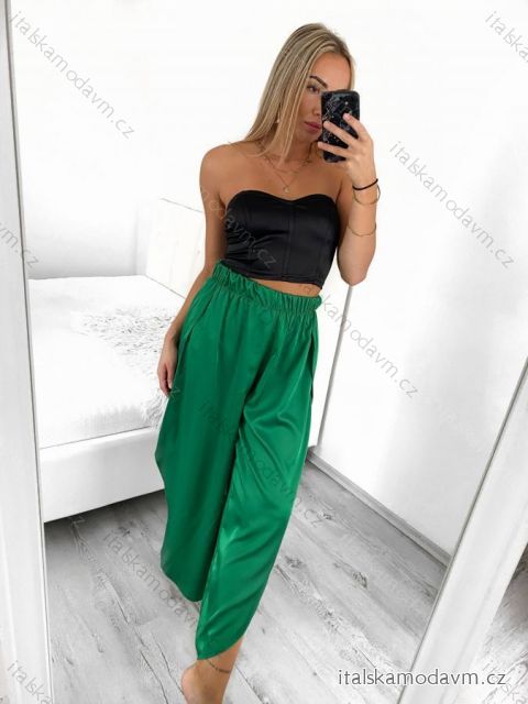 Nohavice harémky letné dlhé dámske (S/M ONE SIZE) TALIANSKA MÓDA IMM239535UN/DU S/M zelená