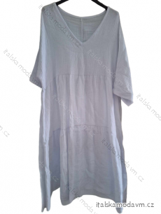 Šaty mušelínové letní krátký rukáv dámské nadrozměr (XL/2XL ONE SIZE) ITALSKá MóDA IM823101/DU