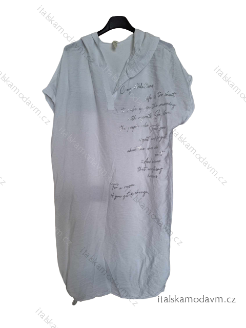 Šaty letní s kapucí krátký rukáv dámské (S/M ONE SIZE) ITALSKÁ MÓDA IM423300/DU S/M bílá