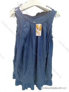 Šaty na ramínka riflové dámské (S/M ONE SIZE) ITALSKÁ MÓDA IM722030/DU
