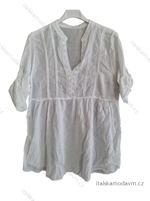 Šaty letní krajkové krátký rukáv dámské (S/M ONE SIZE) ITALSKÁ MÓDA IM723062/DUR S/M bílá