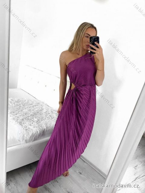 Šaty dlhé letné elegantné bez rukávov dámske (S/M ONE SIZE) TALIANSKA MÓDA IMM23M5790/DU tm. fialová