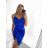 Šaty elegantné krátké saténové na ramienka dámske (S/M ONE SIZE) TALIANSKA MóDA IM322305/DUR fialová S/M