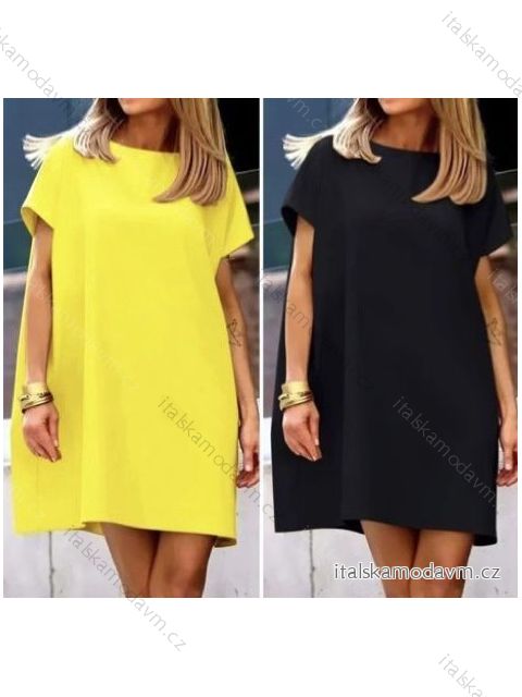 Šaty letní oversize krátký rukáv dámské (L/XL/2XL ONE SIZE) ITALSKÁ MÓDA IMWB23321/DU